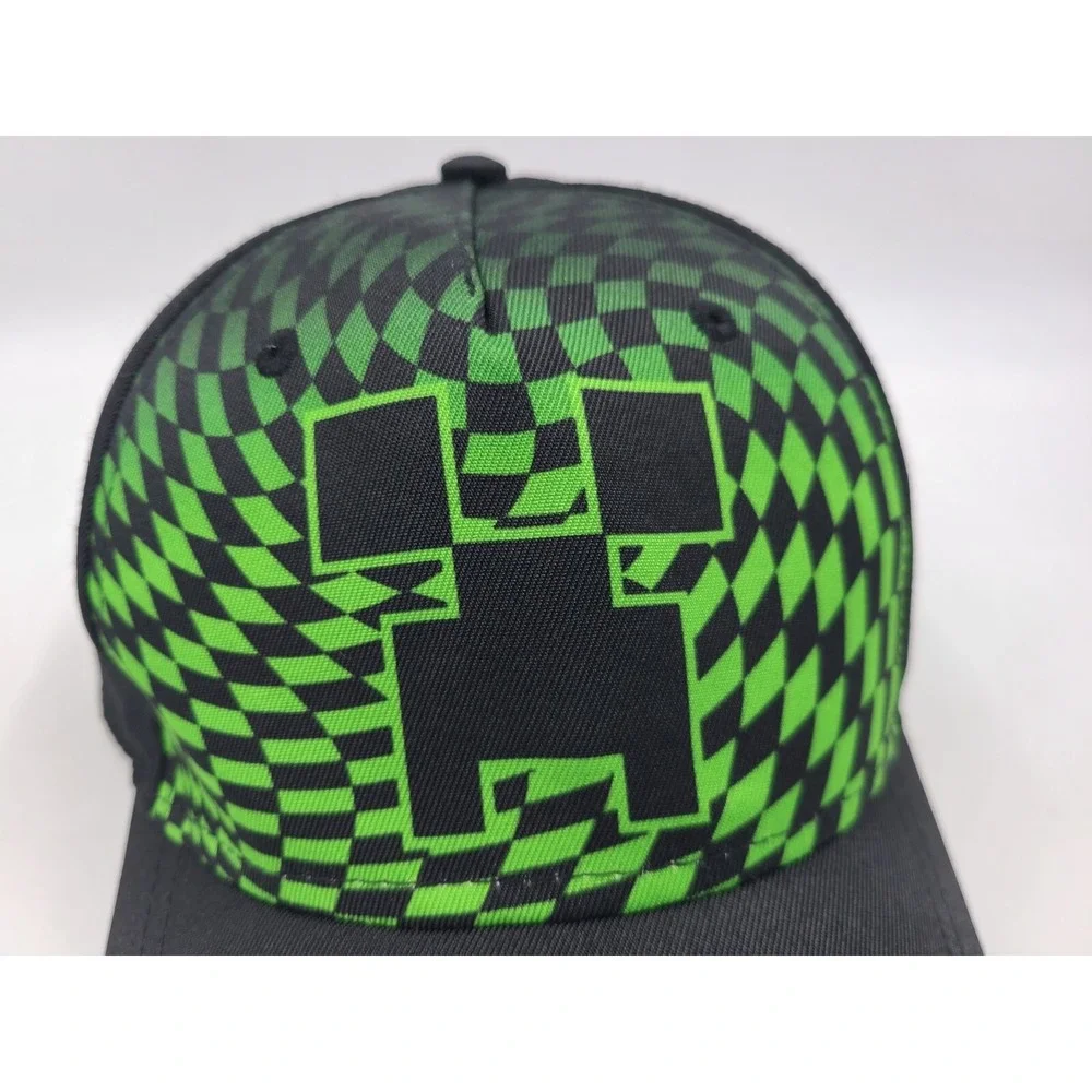 Youth Minecraft Creeper Snapback Hat Cap Video Game Kids Boys Girls‎ Green Black
